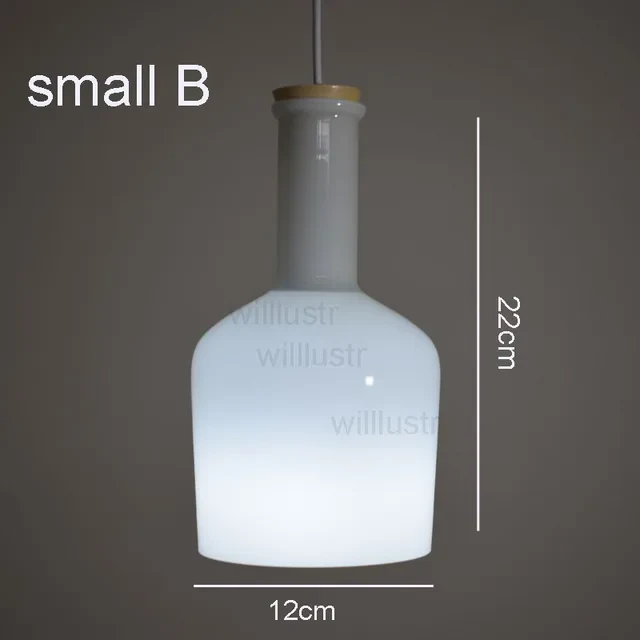 (mai80j) Suspension avec abat-jour en verre blanc style bouteille Nader - Image 3