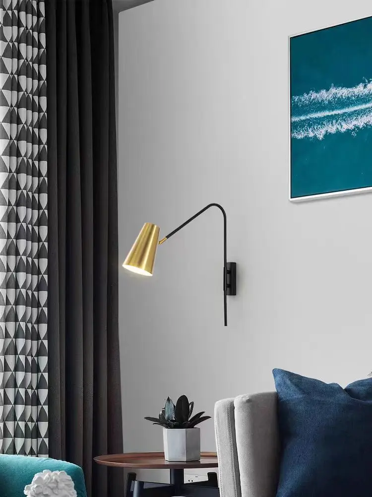 Minimally Adjustable Bedroom Bedside Wall Lamp, Long Arm Dining Room Wall Lamp, Nordic Long Pole Industrial Style Swing Arm Lamp - Image 3