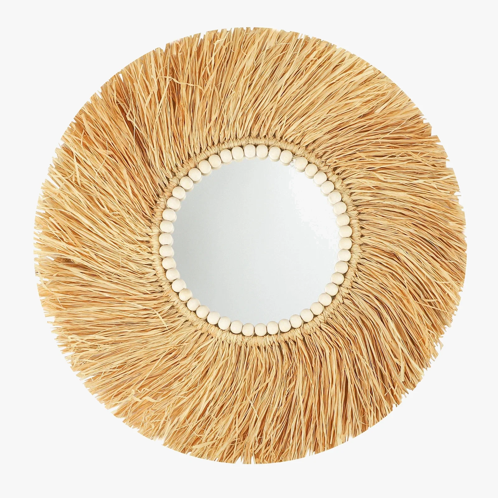 miroir décoratif en perles de bois fait main style bohème - Image 6
