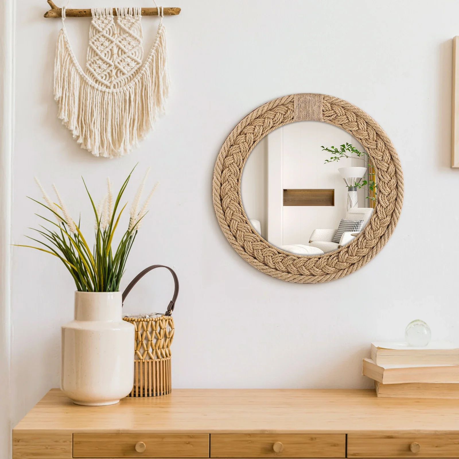 miroir décoratif nordique tissé à la main pour décoration créative - Image 2