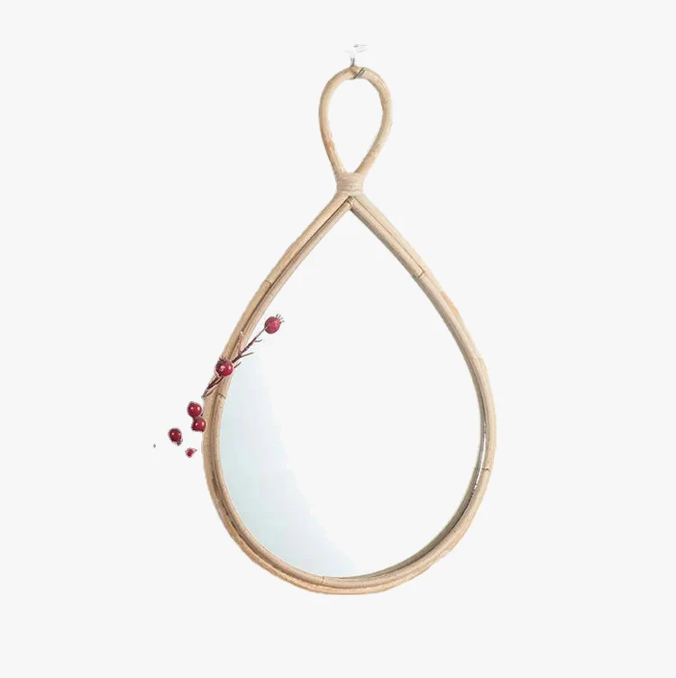 miroir décoratif tissé en osier pour décoration murale artisanale