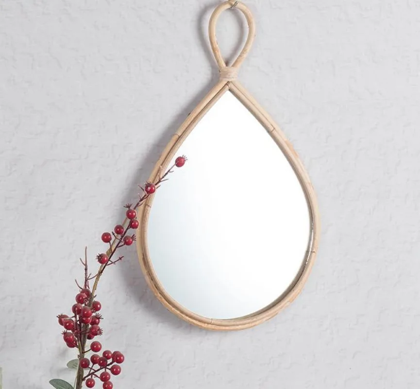 miroir décoratif tissé en osier pour décoration murale artisanale - Image 2