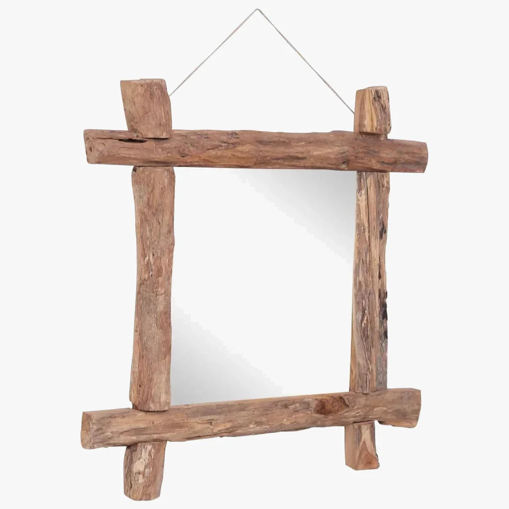 miroir en bois massif décoration murale en rondins naturels - Image 2