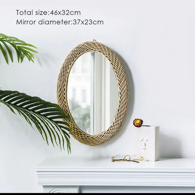 miroir en rotin japonais tissé à la main pour décoration moderne - Image 11
