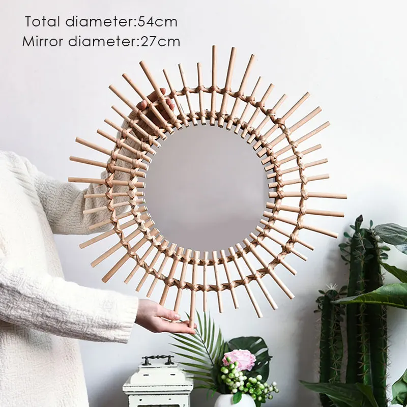 miroir en rotin japonais tissé à la main pour décoration moderne - Image 12