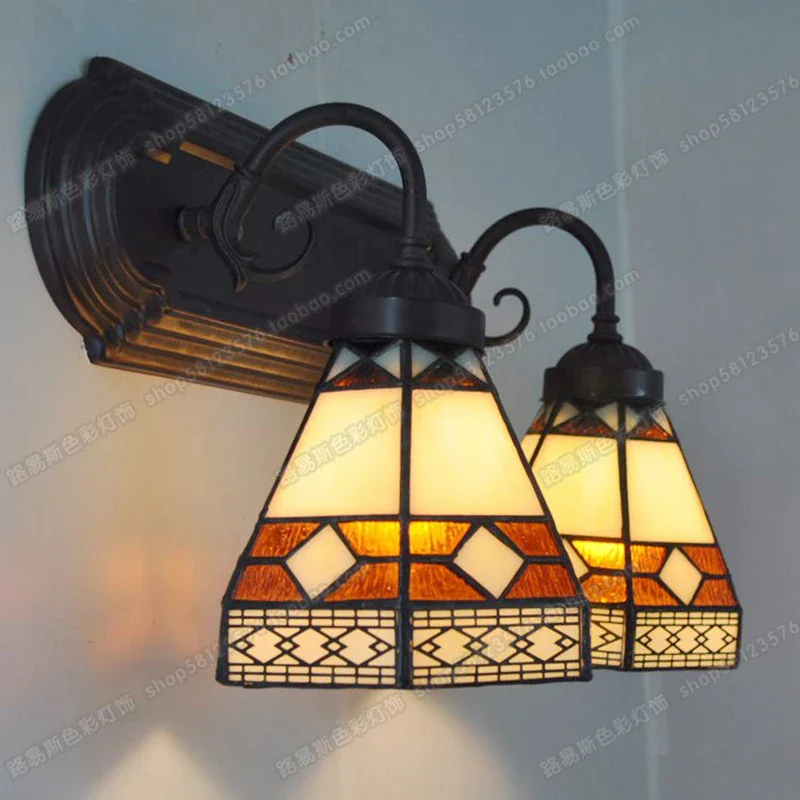 miroir mural double en verre avec lampes rétro décoratif pour jardin - Image 3