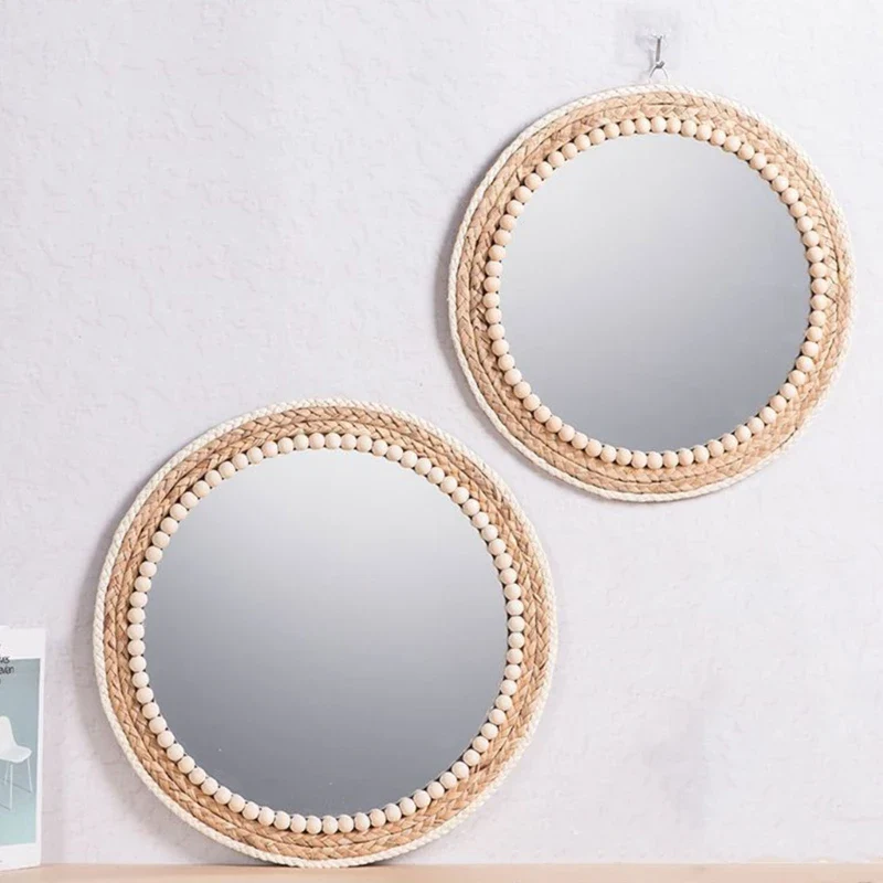 miroir mural rond en rotin pour décoration intérieure - Image 5