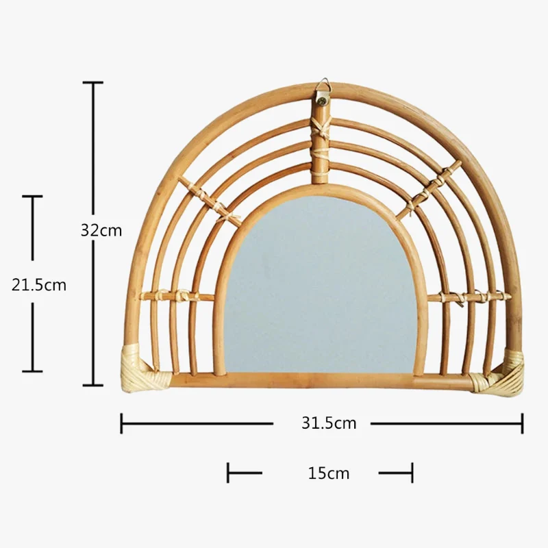 miroir mural suspendu en rotin pour un maquillage pratique - Image 10
