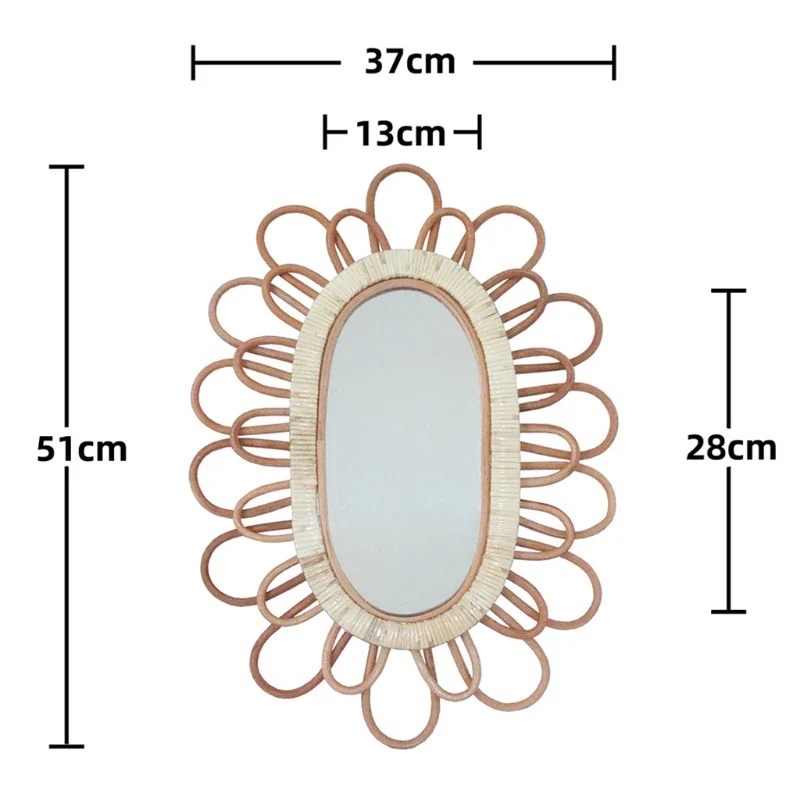 miroir mural suspendu en rotin pour un maquillage pratique - Image 11
