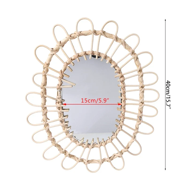 miroir mural suspendu en rotin pour un maquillage pratique - Image 12