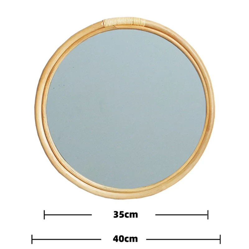 miroir mural suspendu en rotin pour un maquillage pratique - Image 13