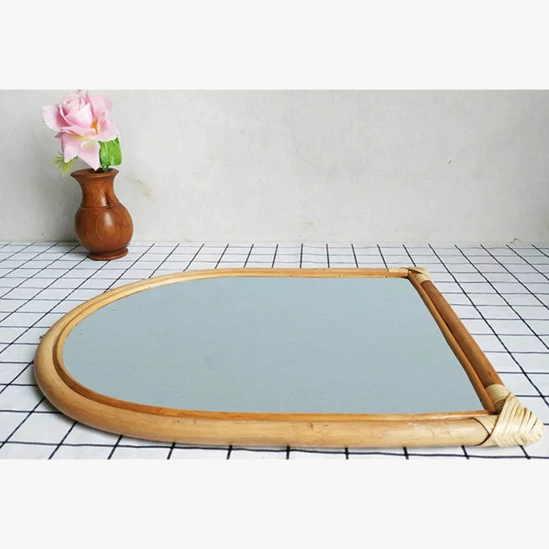 miroir mural suspendu en rotin pour un maquillage pratique - Image 3