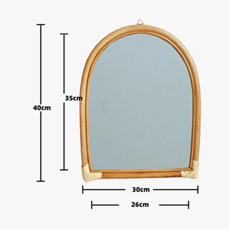 miroir mural suspendu en rotin pour un maquillage pratique - Image 5