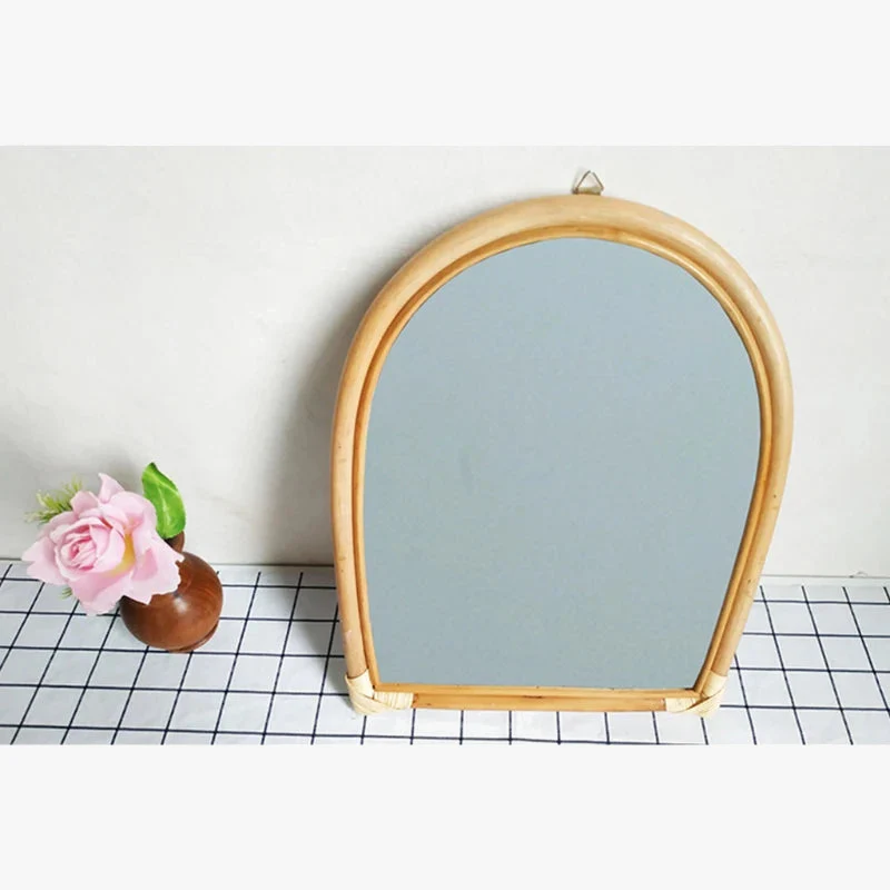 miroir mural suspendu en rotin pour un maquillage pratique - Image 6