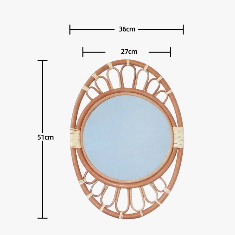 miroir mural suspendu en rotin pour un maquillage pratique - Image 8