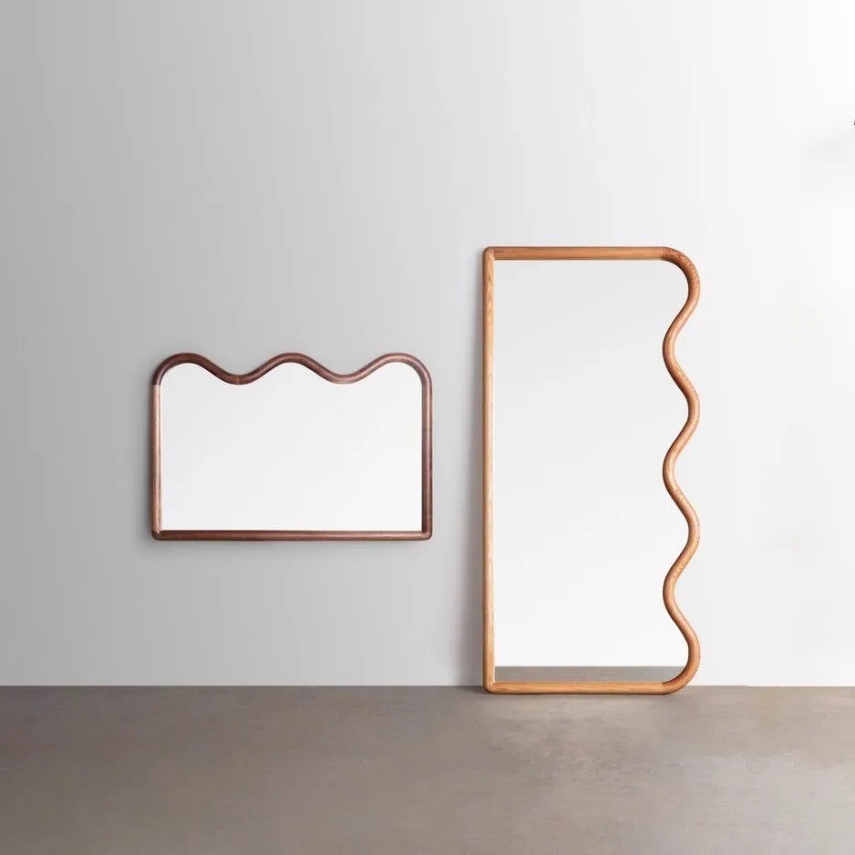 miroir rétro créatif en bois pour décoration intérieure mural - Image 2