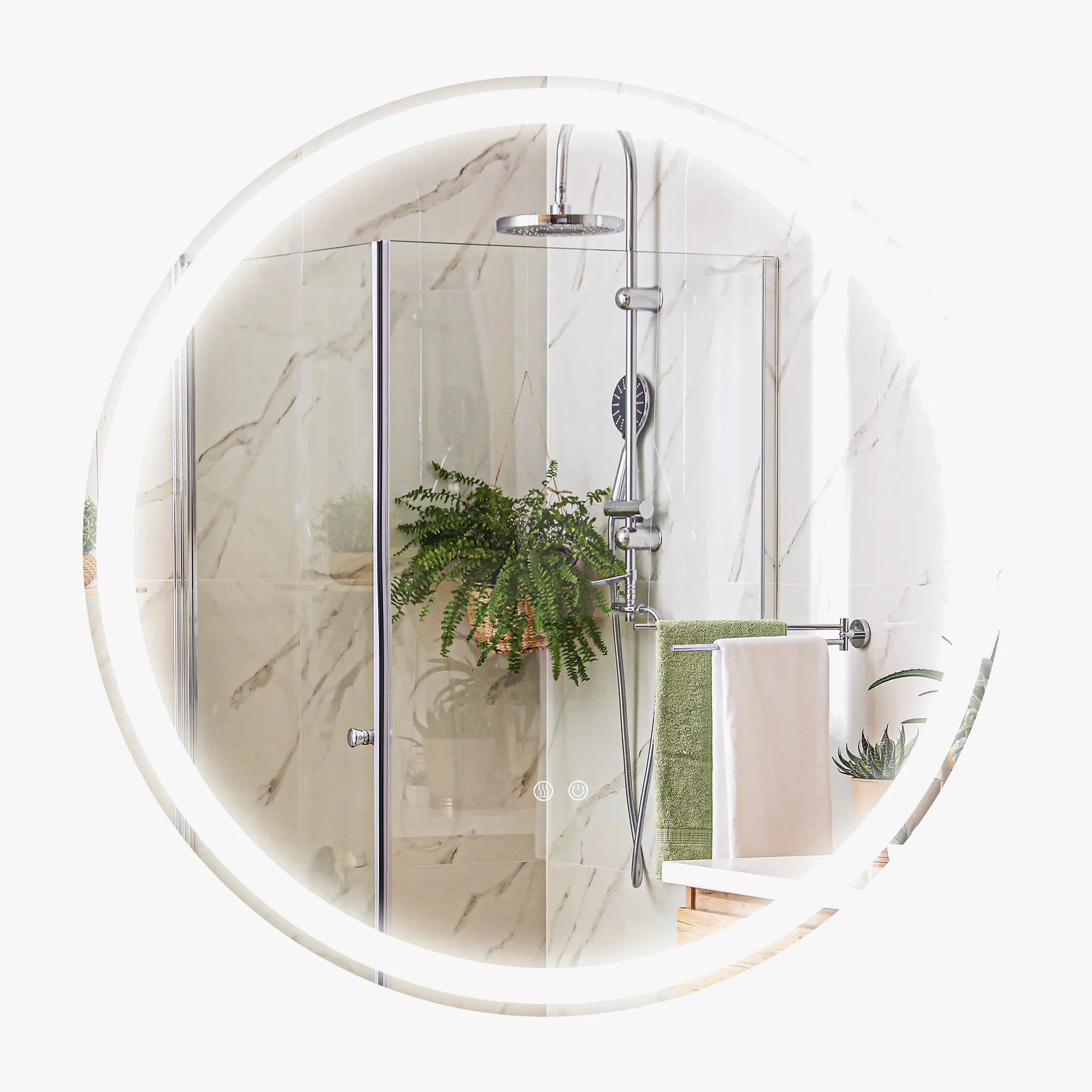 miroir rond avec lumières led réglables antibuée argent - Image 5