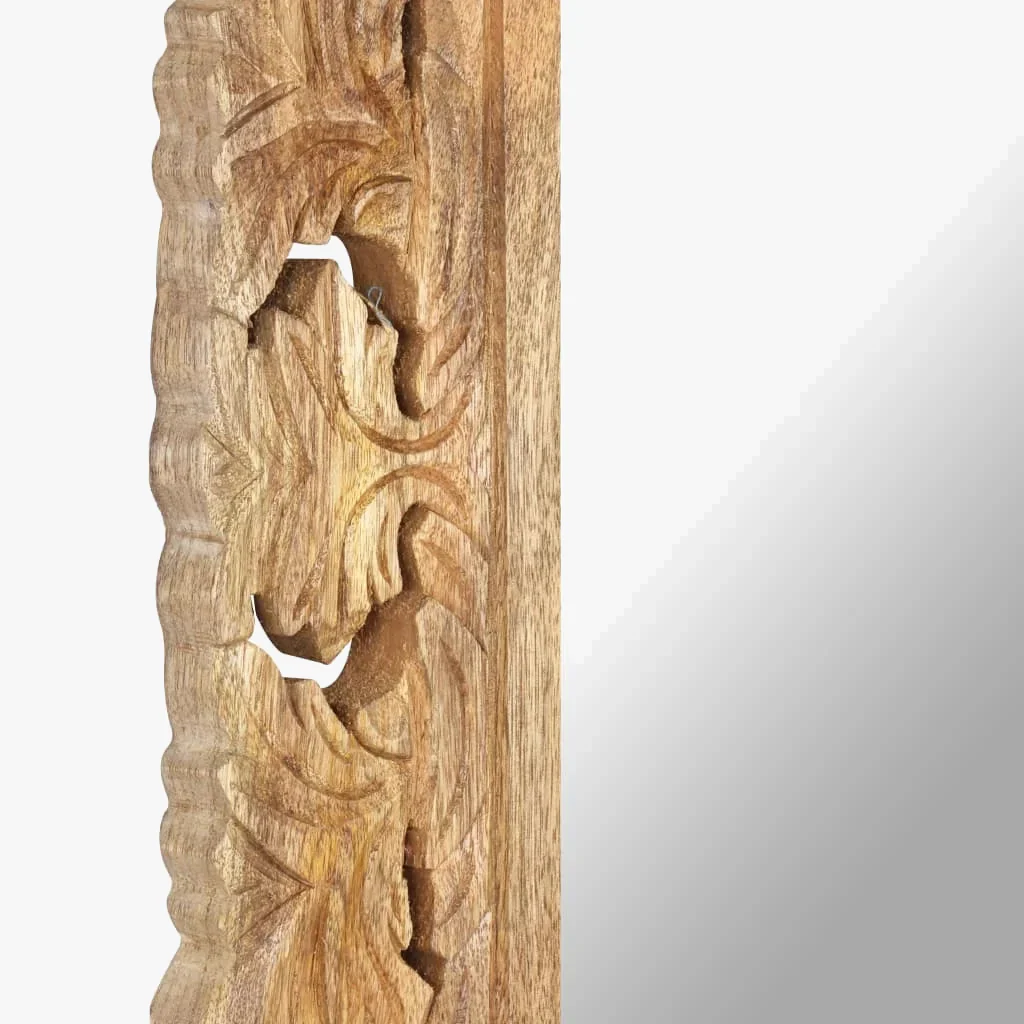 miroir sculpté en bois de manguier décoration murale artisanale - Image 5