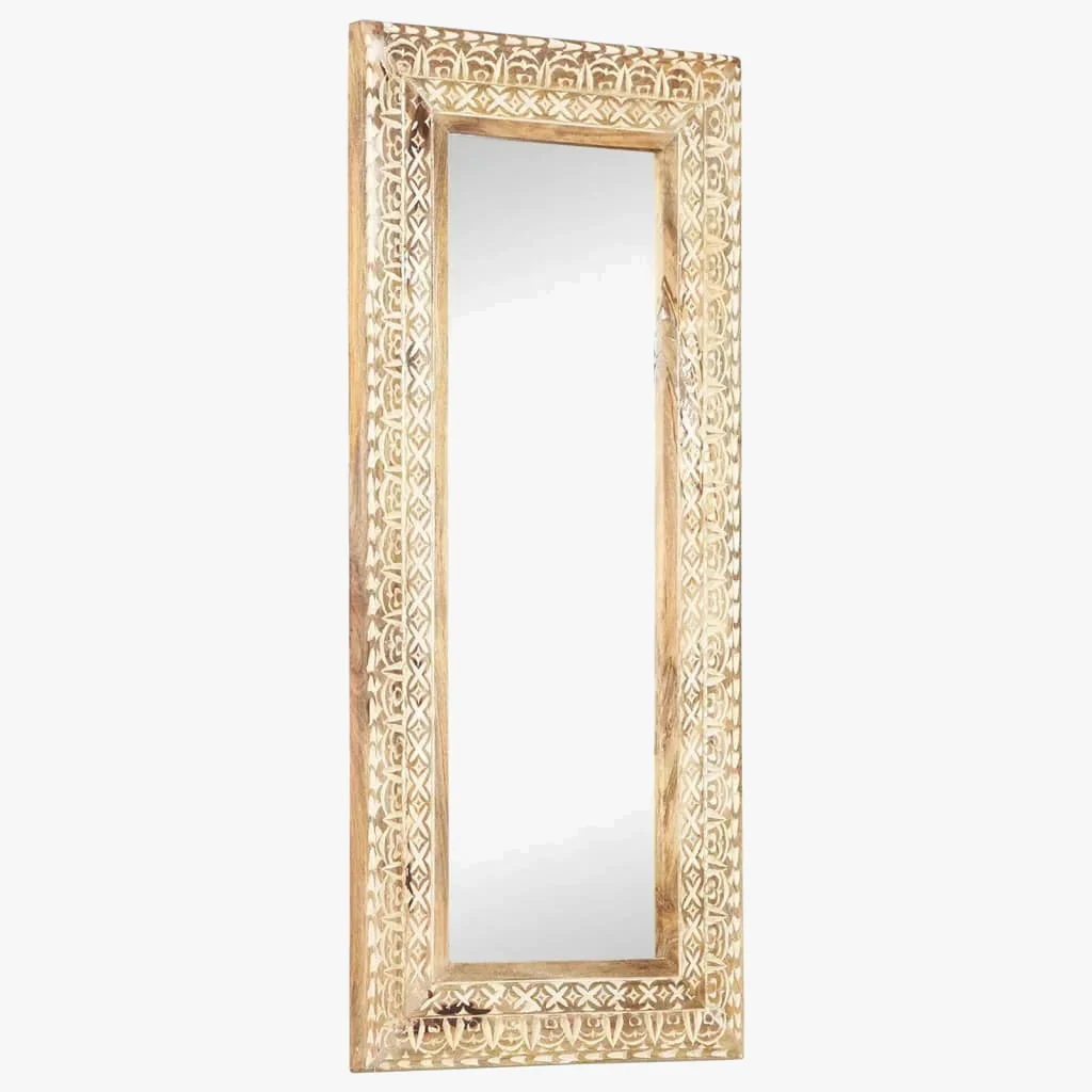 miroir sculpté en bois de manguier décoration murale artisanale