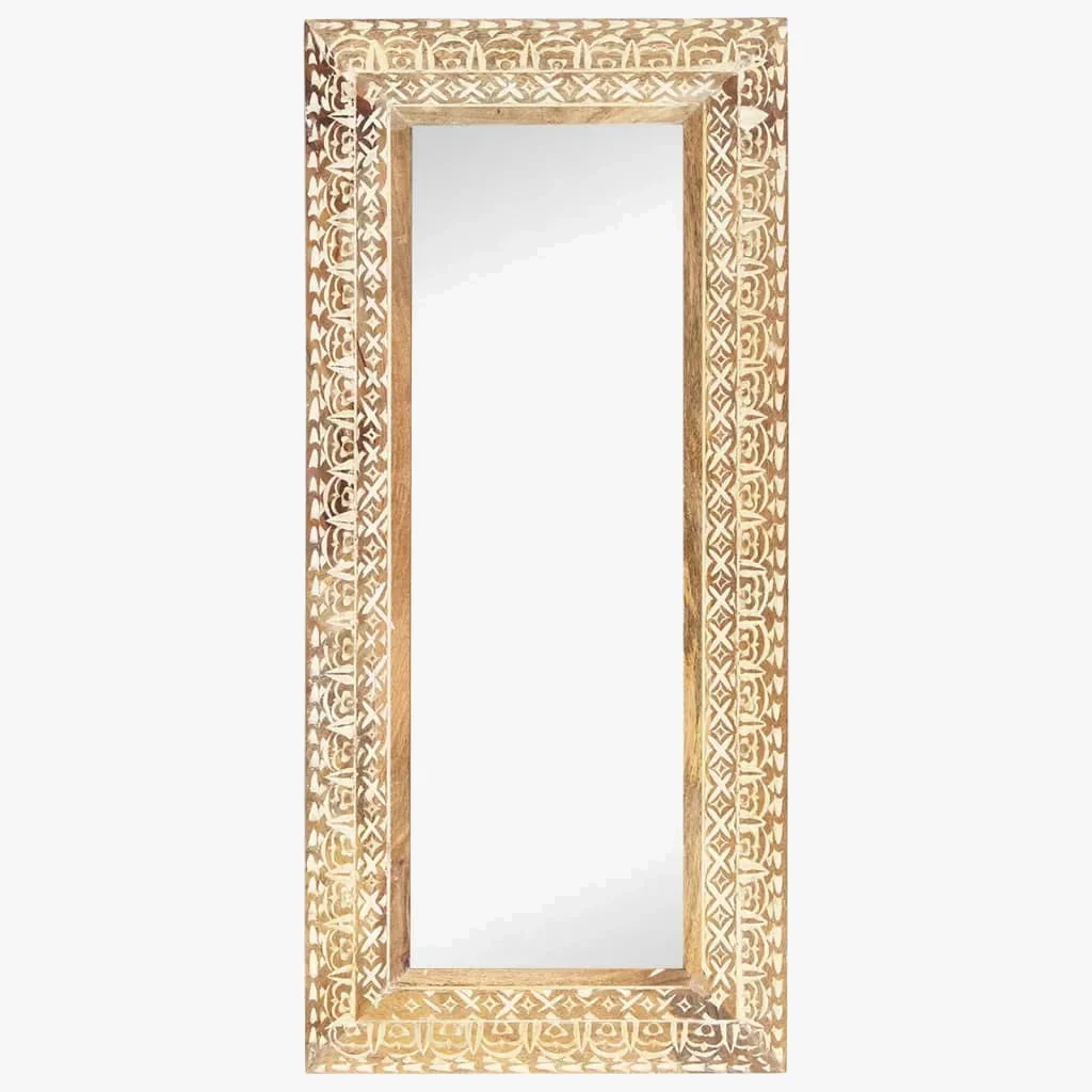 miroir sculpté en bois de manguier décoration murale artisanale - Image 2