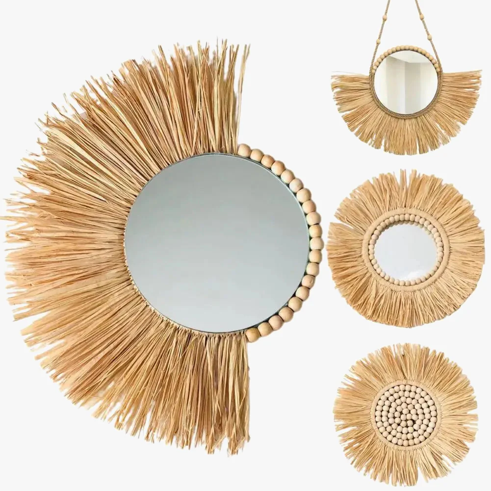 miroir suspendu en paille acrylique design et pratique - Image 5