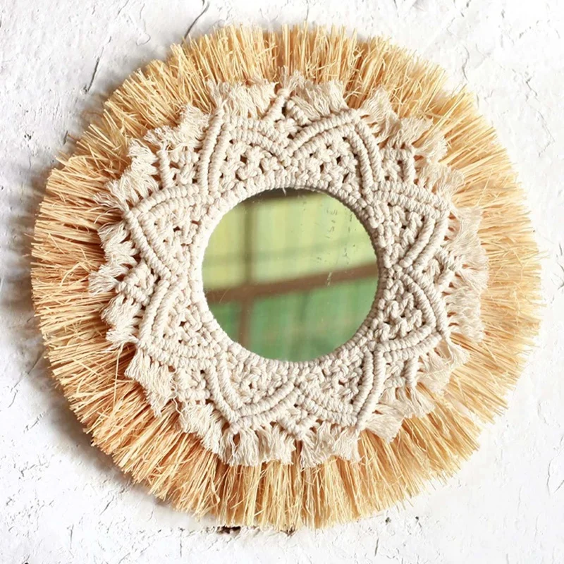 miroir tissé à la main décoration murale boho nordique décorateur - Image 4