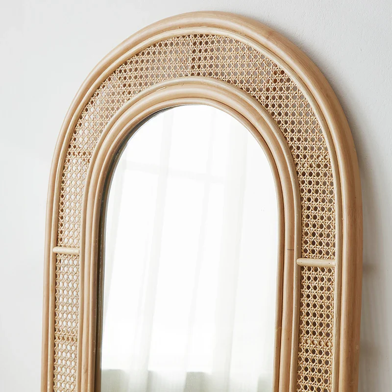 miroir vintage pleine longueur en rotin pour dressing - Image 5