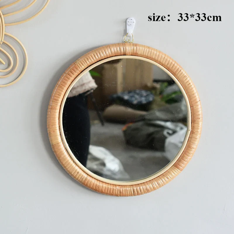 miroirs décoratifs rétro en rotin faits main pour décoration murale - Image 6