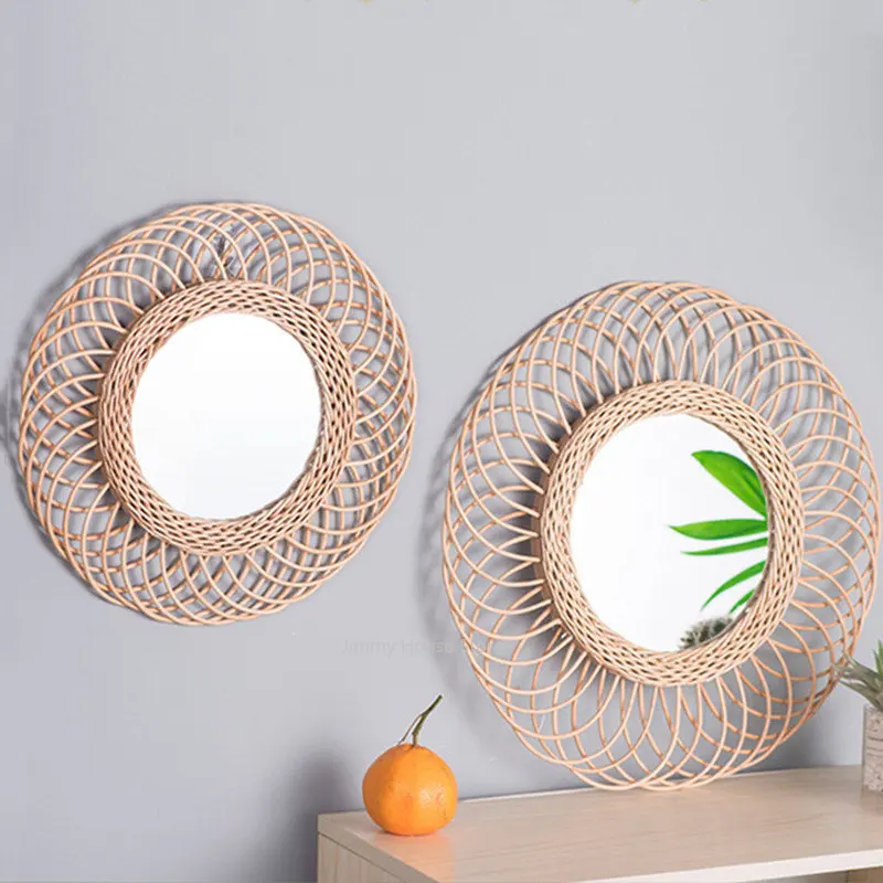 miroirs muraux en rotin pour décoration intérieure créative - Image 2