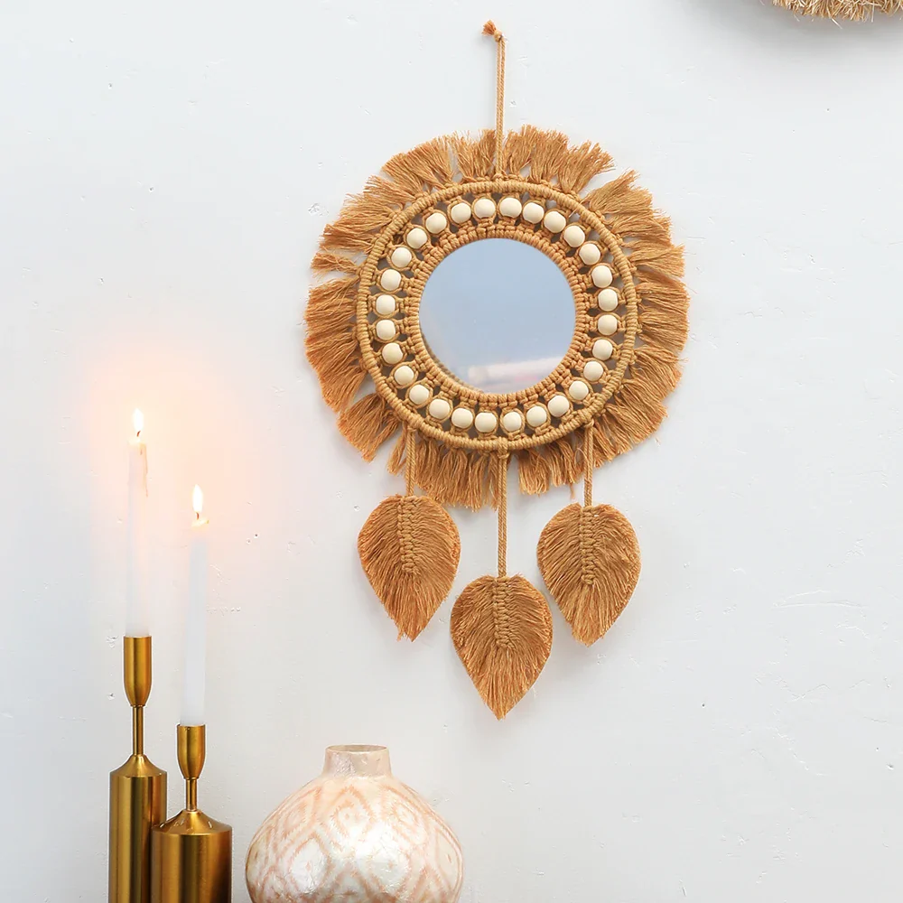 miroirs muraux ronds décoratifs tissés à la main pour la maison - Image 8