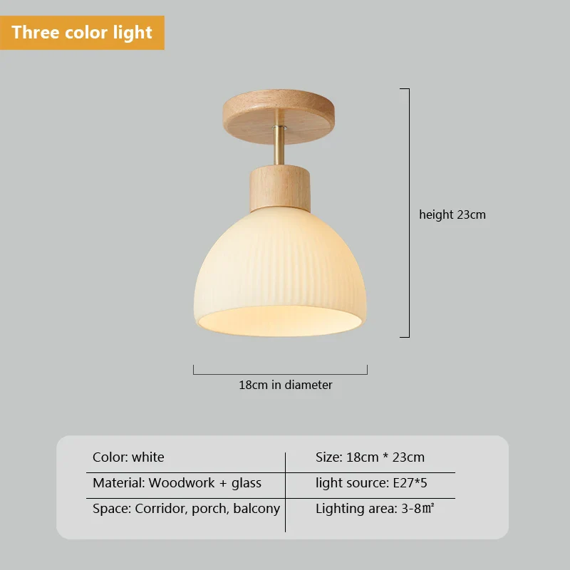 Mode bois suspension Lustre salon abat-jour en verre allée balcon chambre étude Simple Lustre salle à manger lampe - Image 9