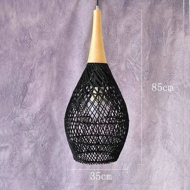 Modern art minimalist retro chandelier suitable for living room, dining room, farmhouse, natural rattan and willow chandelier - Image 9