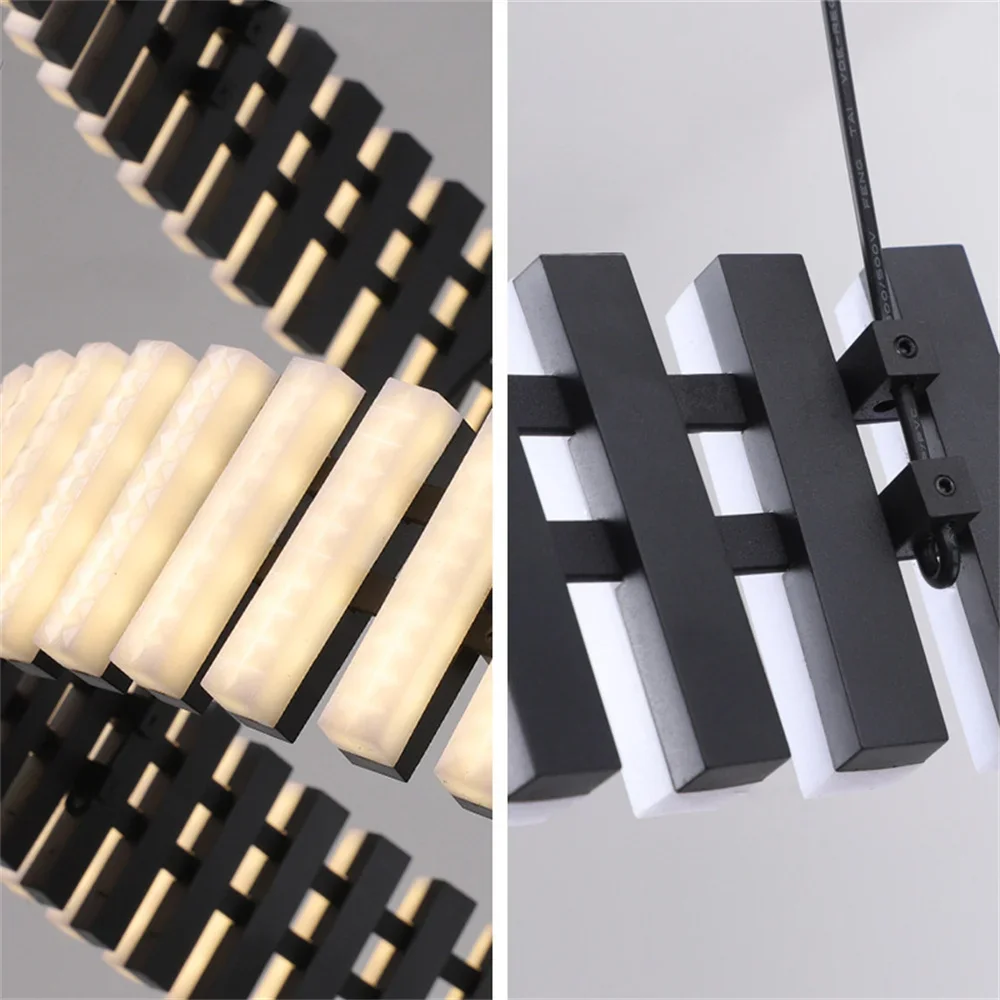 Modern Black and White Chandelier Living Room Decoration Piano Chandelier Luminaire Suspension Restaurant Hanging Light - Image 3
