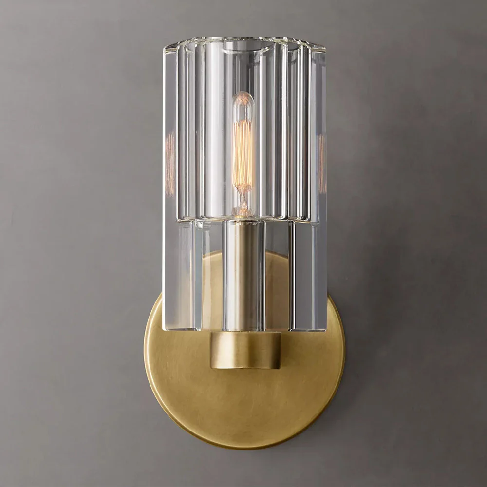 Modern brass LED wall lamp, indoor transparent crystal lamp, household decoration, bedside living room - Image 3
