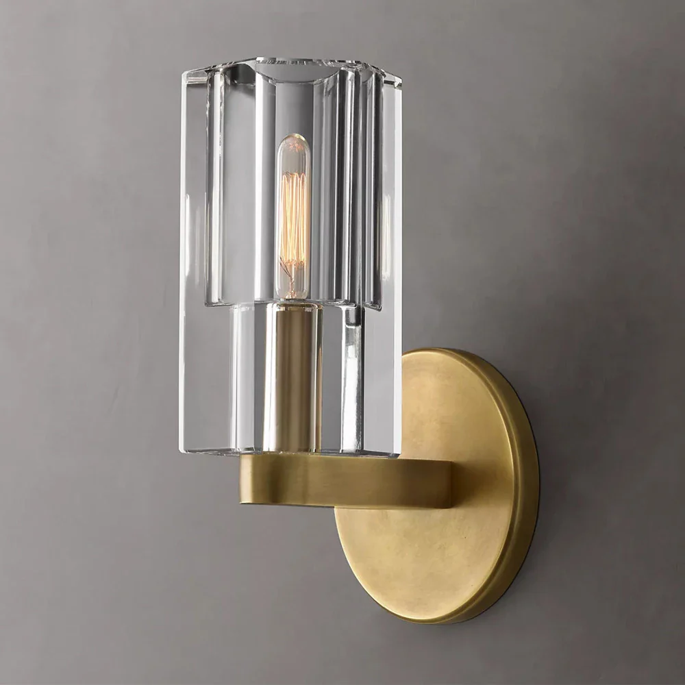 Modern brass LED wall lamp, indoor transparent crystal lamp, household decoration, bedside living room - Image 4