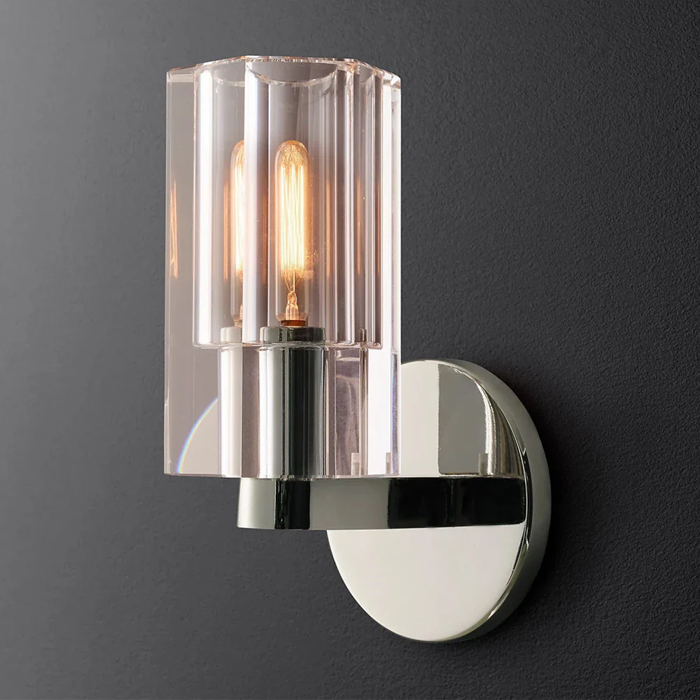 Modern brass LED wall lamp, indoor transparent crystal lamp, household decoration, bedside living room - Image 5