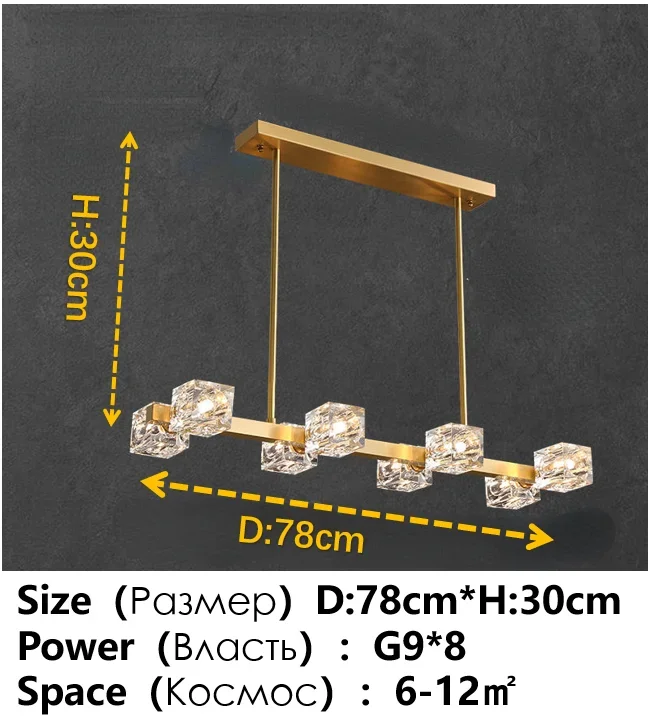 Modern Ceiling Crystal Chandelier Table, Restaurant, Kitchen Bar LED Chandelier Minimalist Home Decoration Light Luxury Crystal - Image 9