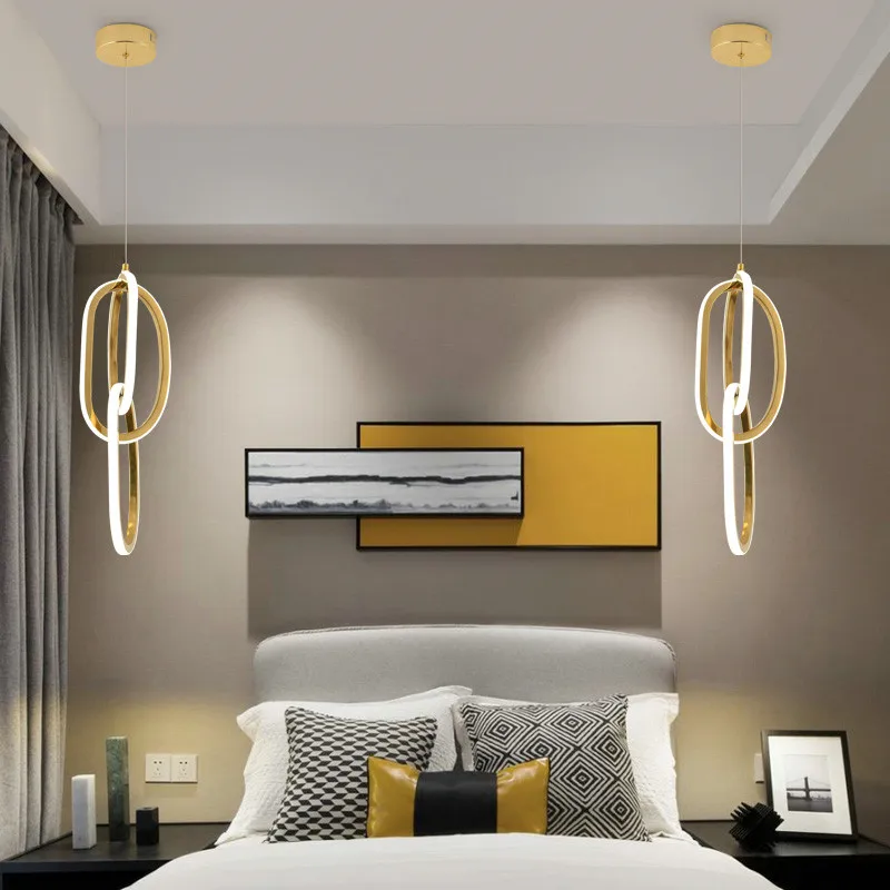 Modern Creative Stainless Steel Led Dining Room Chandelier Golden Staircase Living Room Light, Hanging Chandelier In Bedroom - Image 4