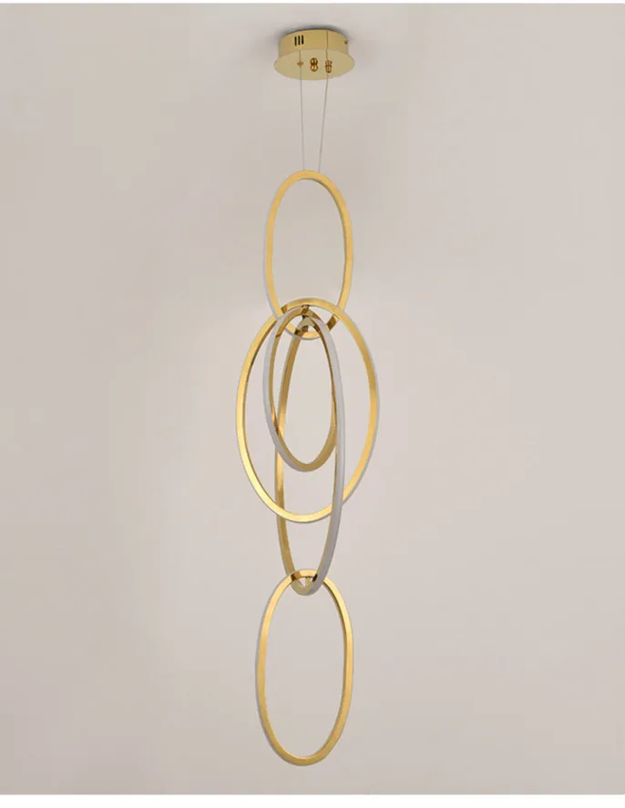 Modern Creative Stainless Steel Led Dining Room Chandelier Golden Staircase Living Room Light, Hanging Chandelier In Bedroom - Image 5