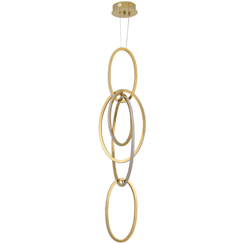 Modern Creative Stainless Steel Led Dining Room Chandelier Golden Staircase Living Room Light, Hanging Chandelier In Bedroom - Image 6