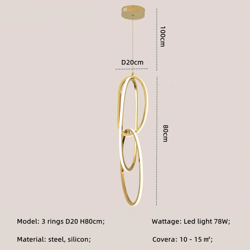 Modern Creative Stainless Steel Led Dining Room Chandelier Golden Staircase Living Room Light, Hanging Chandelier In Bedroom - Image 7