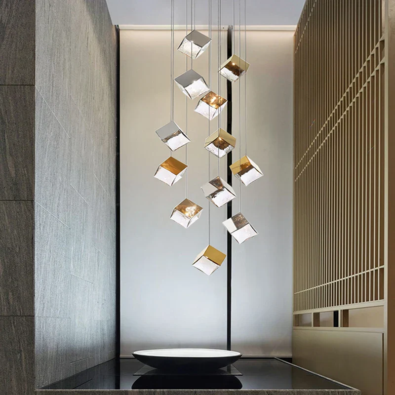 Modern cubic design villa pendant lights, Nordic living room, hotel lobby lights, restaurant, bar interior decoration lights - Image 3