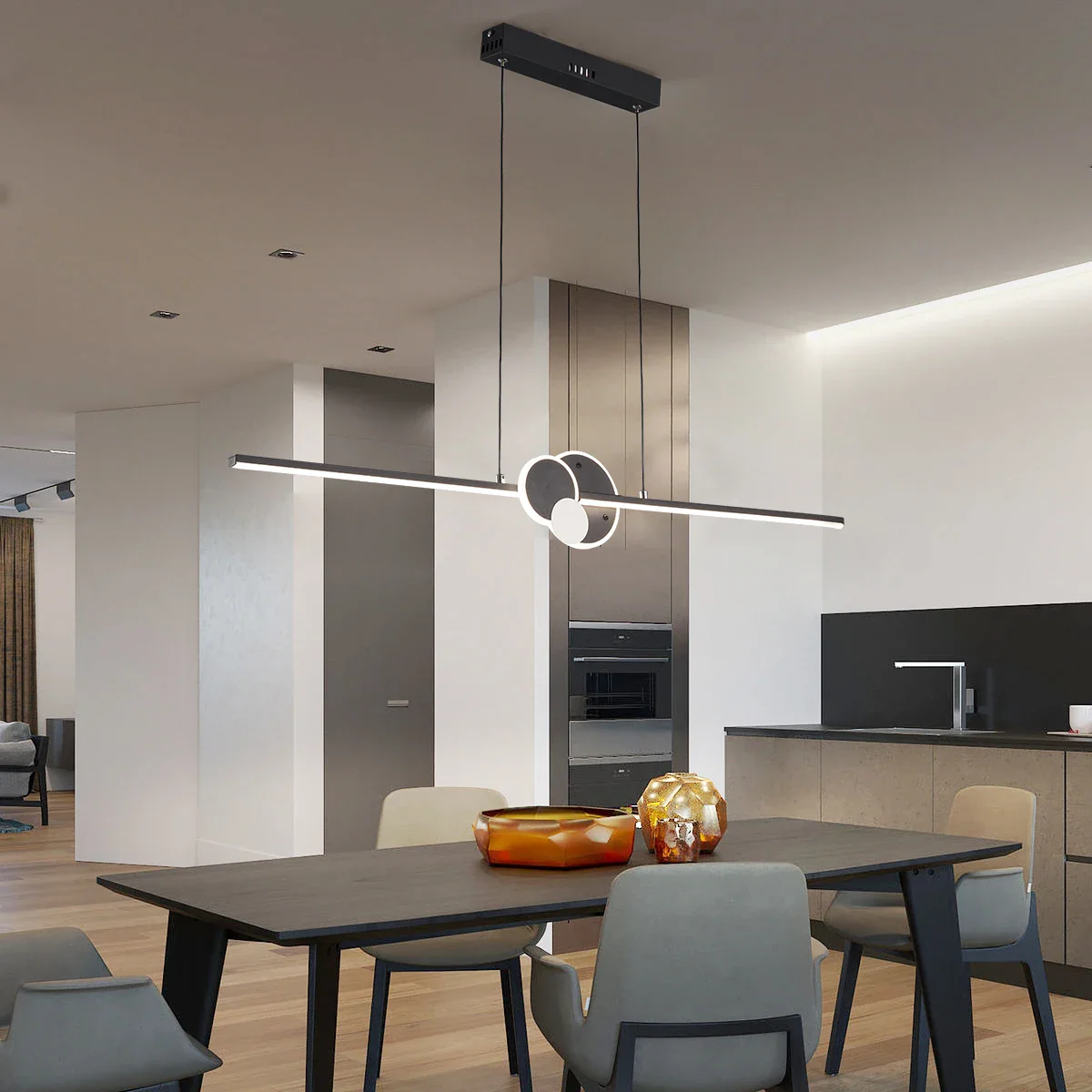 Modern Hanging LED Chandelier Tables, Restaurants, Kitchens, Minimum Ceiling Chandeliers, Home Decorative Lights, Linear - Image 2