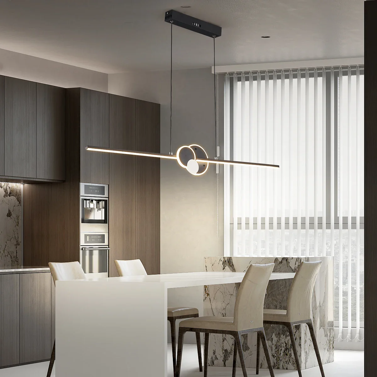Modern Hanging LED Chandelier Tables, Restaurants, Kitchens, Minimum Ceiling Chandeliers, Home Decorative Lights, Linear - Image 3