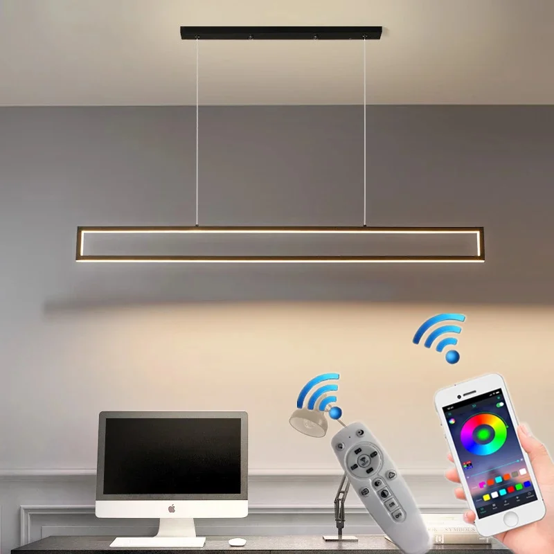 Modern LED black dimming living room light used for hanging decoration of restaurant, coffee shop, bar lighting fixtures