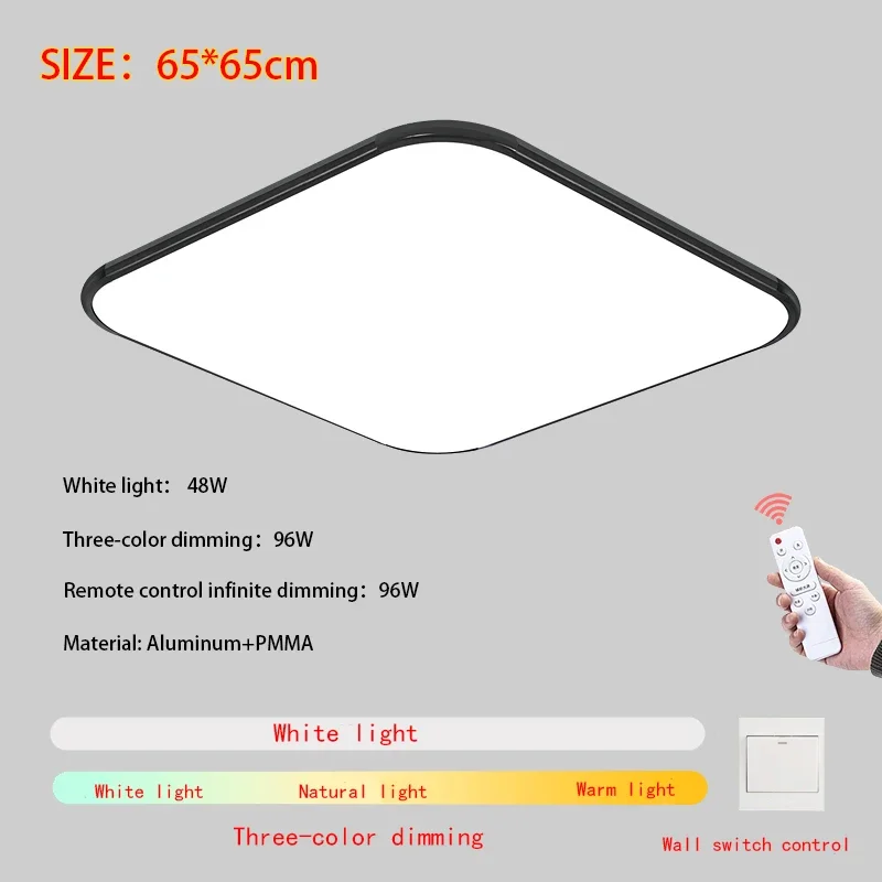 Modern Living Room Light 2024 Ultra Thin LED Ceiling Light Remote Control Dimming Restaurant Bedroom Balcony Panel Light - Image 17