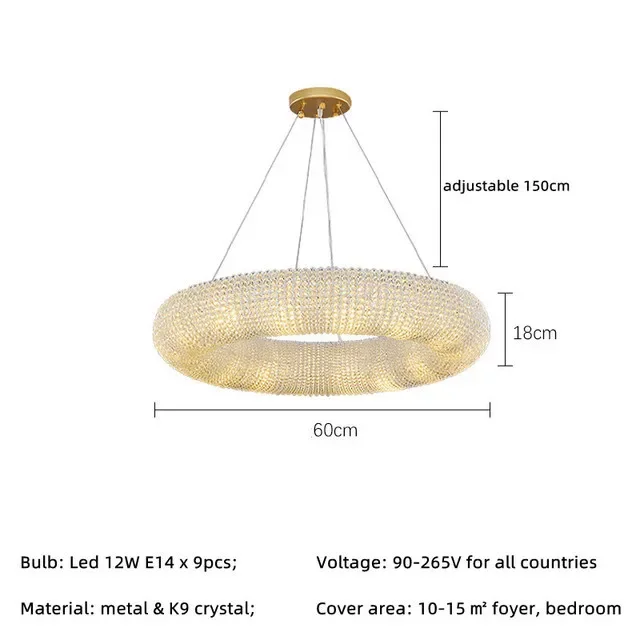 Modern Luxury Crystal Loft Chandelier Living Room Lustre Pendant Lamp Suspension Home Interior Decor Hanging Light Fixtures - Image 9