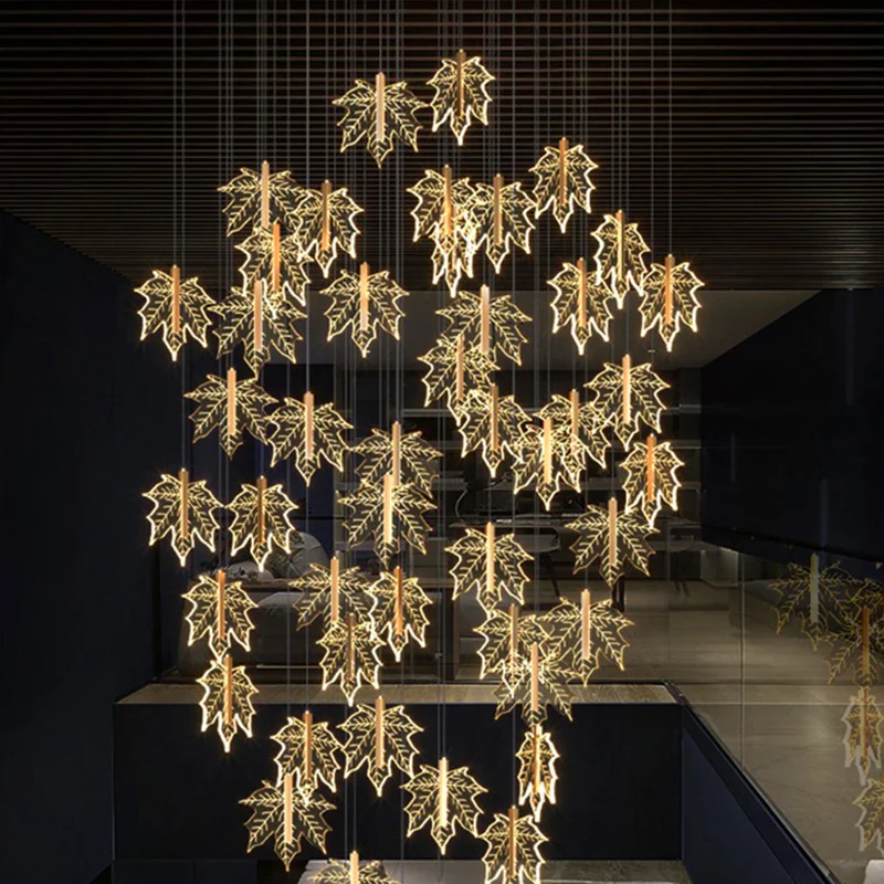Modern Luxury Villa Maple Leaf Acrylic Chandelier Living Room, Hotel Lobby, Attic, Restaurant Light Luxury Decorative Chandelier - Image 3