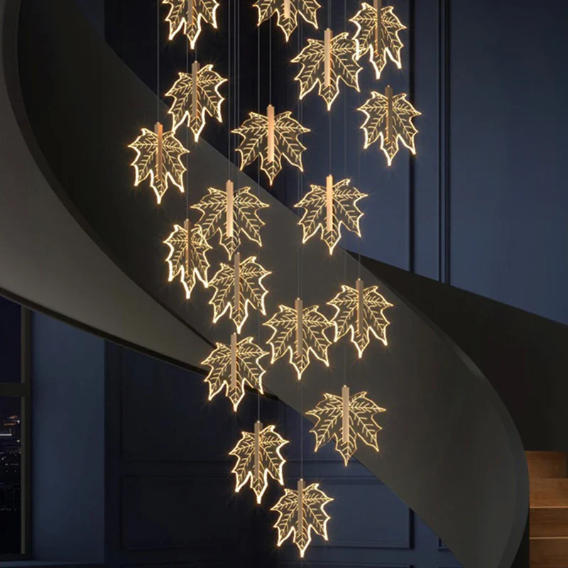 Modern Luxury Villa Maple Leaf Acrylic Chandelier Living Room, Hotel Lobby, Attic, Restaurant Light Luxury Decorative Chandelier - Image 4