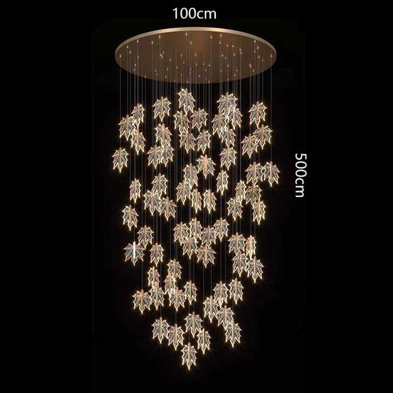Modern Luxury Villa Maple Leaf Acrylic Chandelier Living Room, Hotel Lobby, Attic, Restaurant Light Luxury Decorative Chandelier - Image 7